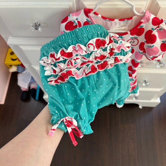 Apple Print Dress with Teal Accents - Picture 2 of 2